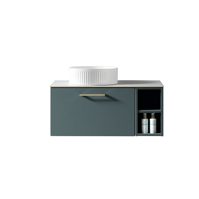 Lussaro Nero 1 Drawer Wall Hung Vanity Unit with Side