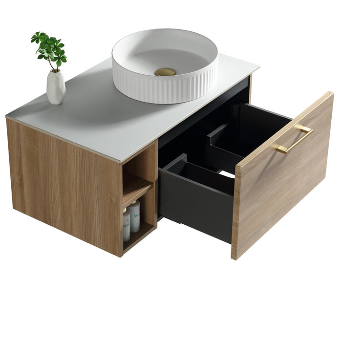 Lussaro Nero 1 Drawer Wall Hung Vanity Unit with Side
