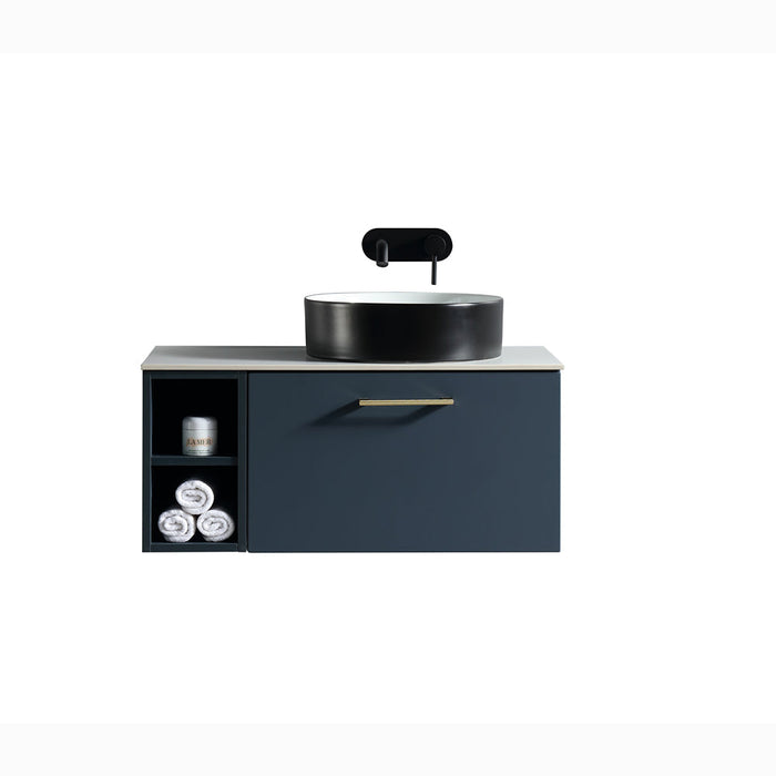 Lussaro Nero 1 Drawer Wall Hung Vanity Unit with Side