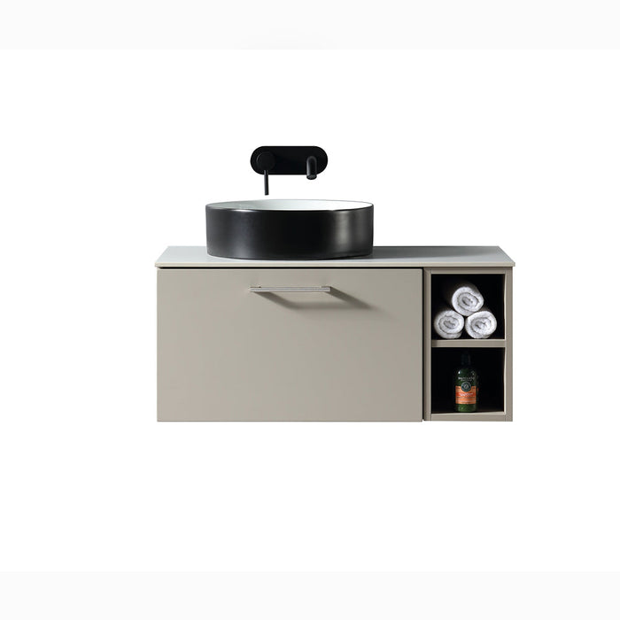 Lussaro Nero 1 Drawer Wall Hung Vanity Unit with Side