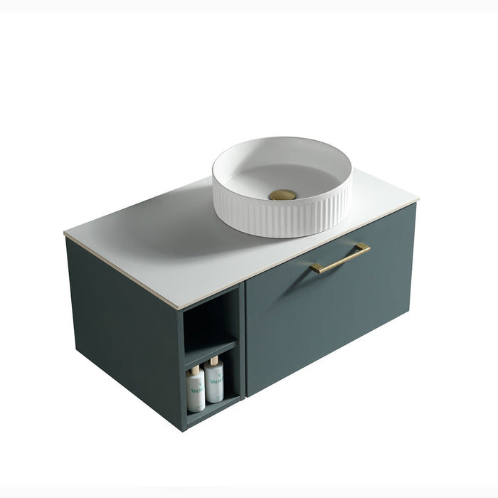 Lussaro Nero 1 Drawer Wall Hung Vanity Unit with Side