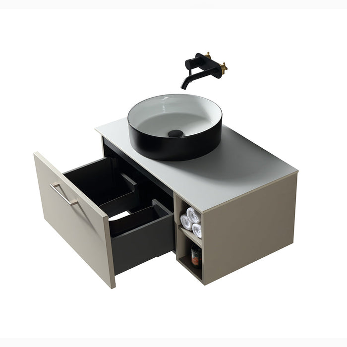 Lussaro Nero 1 Drawer Wall Hung Vanity Unit with Side