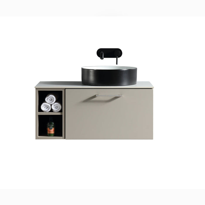 Lussaro Nero 1 Drawer Wall Hung Vanity Unit with Side