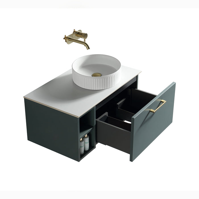 Lussaro Nero 1 Drawer Wall Hung Vanity Unit with Side