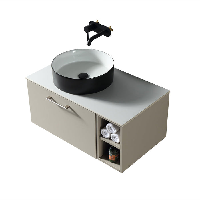 Lussaro Nero 1 Drawer Wall Hung Vanity Unit with Side