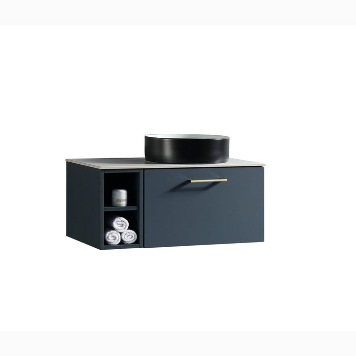 Lussaro Nero 1 Drawer Wall Hung Vanity Unit with Side