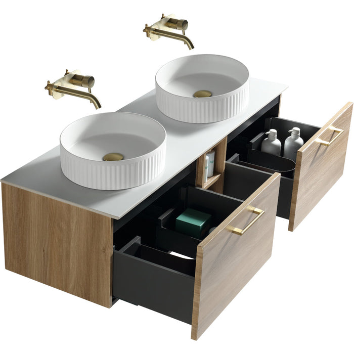 Lussaro Nero 2 Drawer Wall Hung Double Vanity Unit