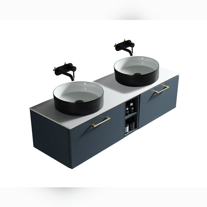 Lussaro Nero 2 Drawer Wall Hung Double Vanity Unit