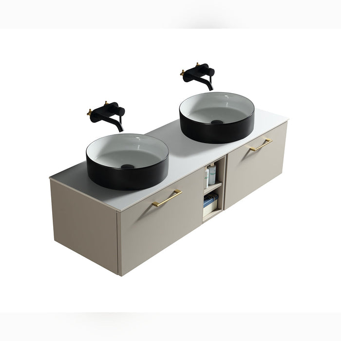Lussaro Nero 2 Drawer Wall Hung Double Vanity Unit
