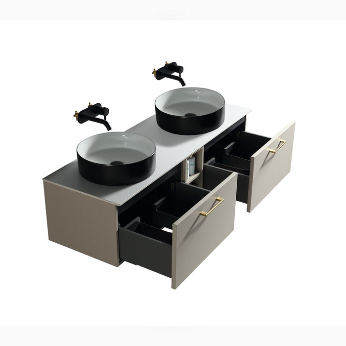 Lussaro Nero 2 Drawer Wall Hung Double Vanity Unit