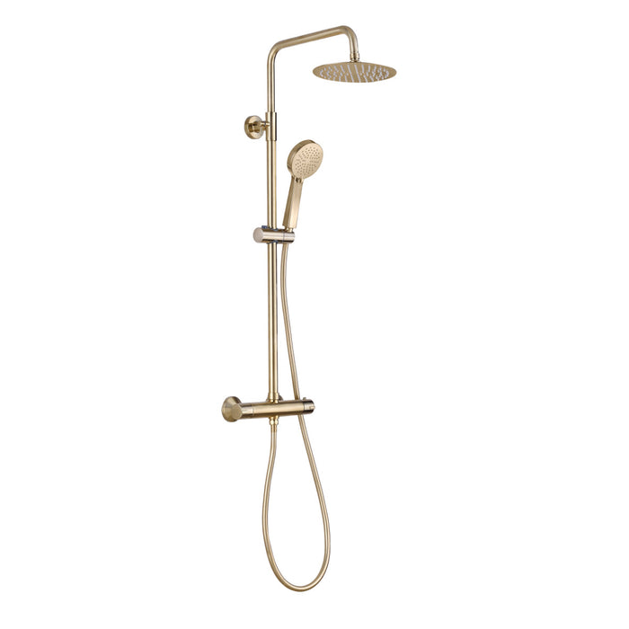 Round Thermostatic Overhead Shower Kit - Brushed Brass