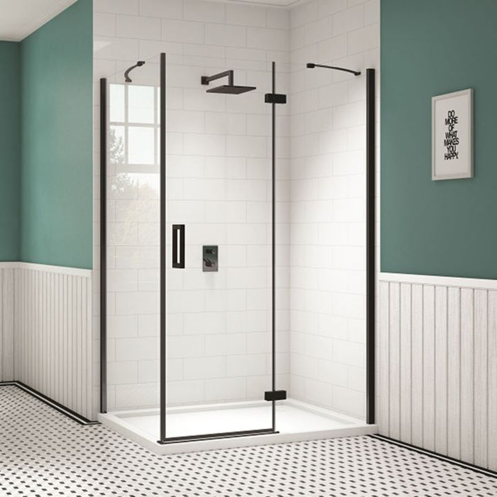 Merlyn Black Hinge and Inline Shower Door with Side Panel