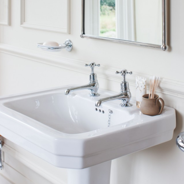 Burlington Victorian Basin with Full Pedestal And Towel Rail - White