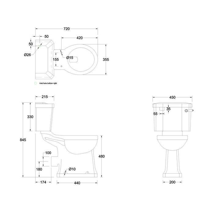 Burlington Regal Comfort Height Close Coupled Traditional Toilet