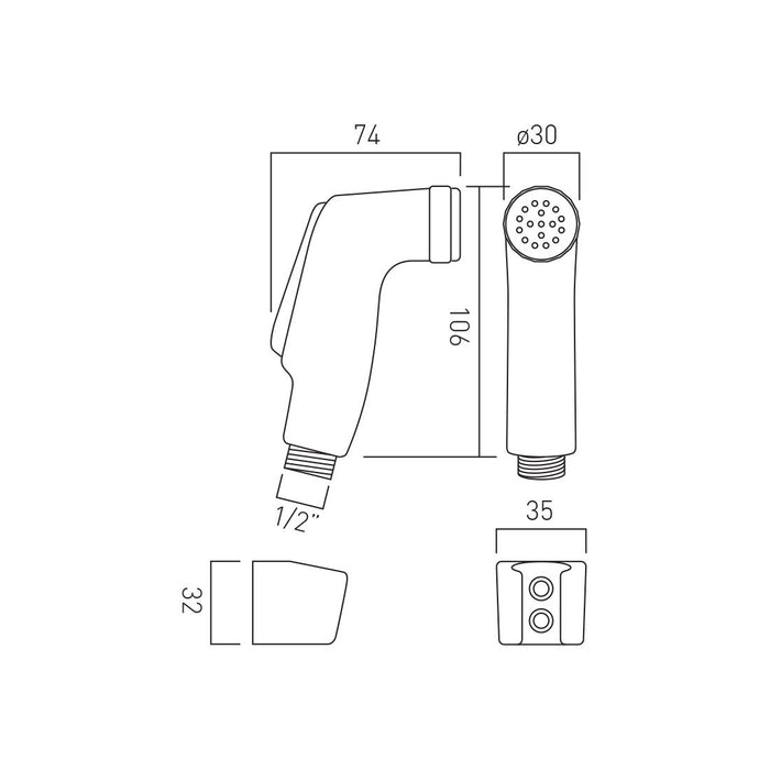 Vado Shattaf Wall Mounted Shower Handset With Hose
