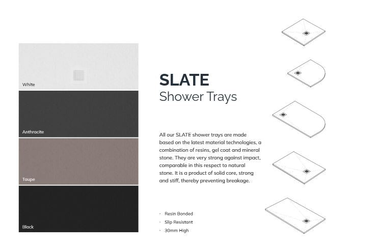 Sonas Slate Antislip Square Shower Tray With Waste