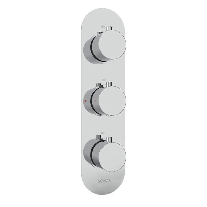 Sonas Alita 2 Outlet and 3 Handle Shower Valve - Chrome