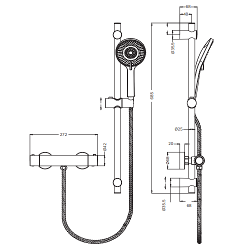 Sonas Alita Bar Valve Kit - Chrome - Shower Valves
