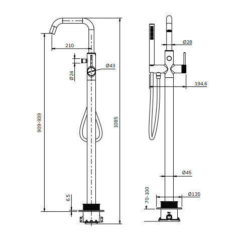 Sonas Alita Floor Standing Bath Shower Mixer Tap