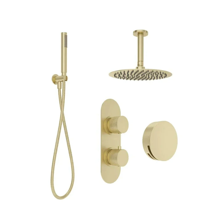 Sonas Alita Knurled Bath Set 3,Ceiling Mounted Fixed Head