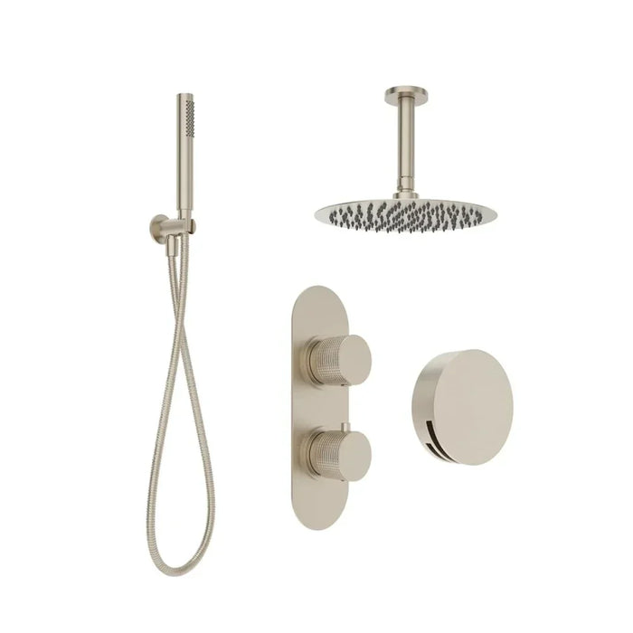 Sonas Alita Knurled Bath Set 3,Ceiling Mounted Fixed Head