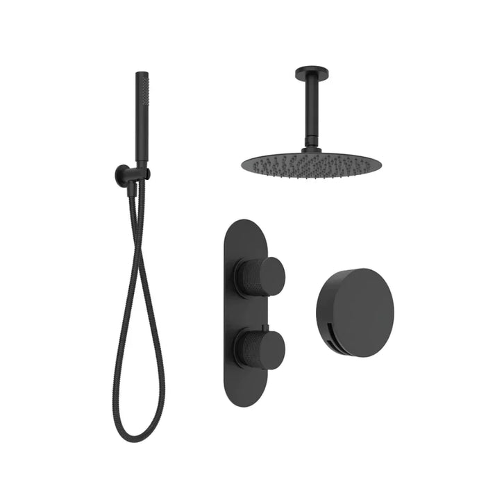 Sonas Alita Knurled Bath Set 3,Ceiling Mounted Fixed Head