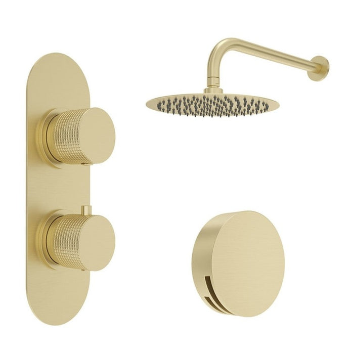 Sonas Alita Knurled Thermostatic Bath Set With Ceiling