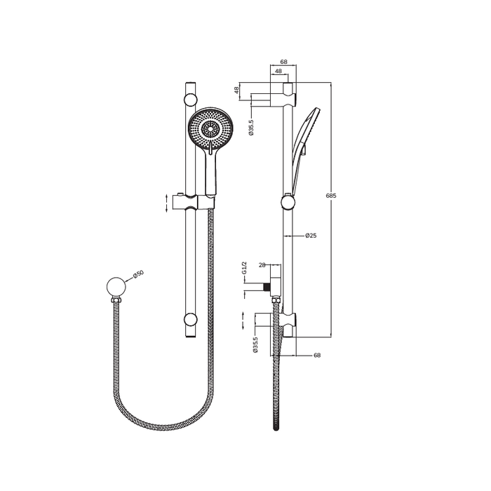 Sonas Alita Knurled Thermostatic Shower Set 1 with Rain