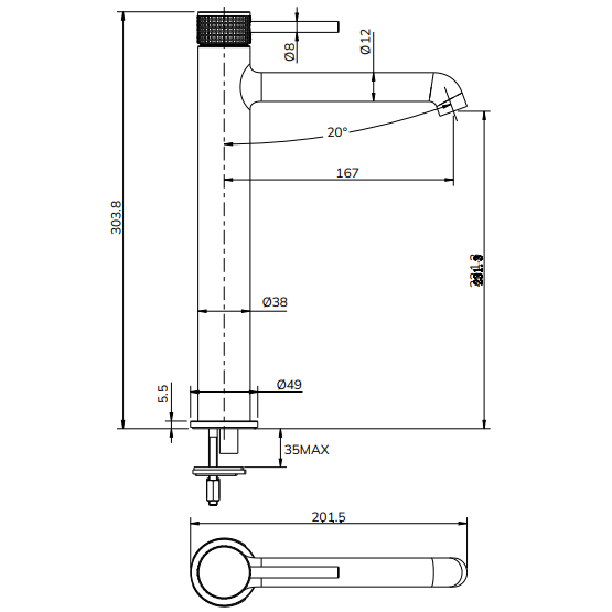 Sonas Alita Tall Basin Mixer Tap - Tall Basin Mixer Taps