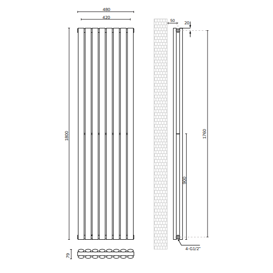 Sonas Amura Elliptical Tube Double Panel Designer Radiator