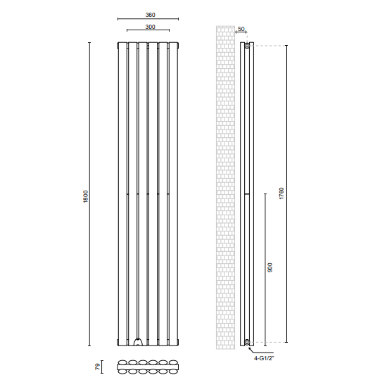 Sonas Amura Elliptical Tube Double Panel Designer Radiator