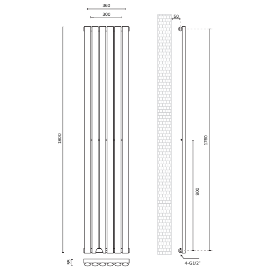 Sonas Amura Elliptical Tube Single Panel Designer Radiator
