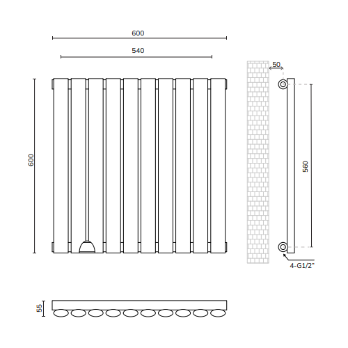 Sonas Amura Elliptical Tube Single Panel Horizontal