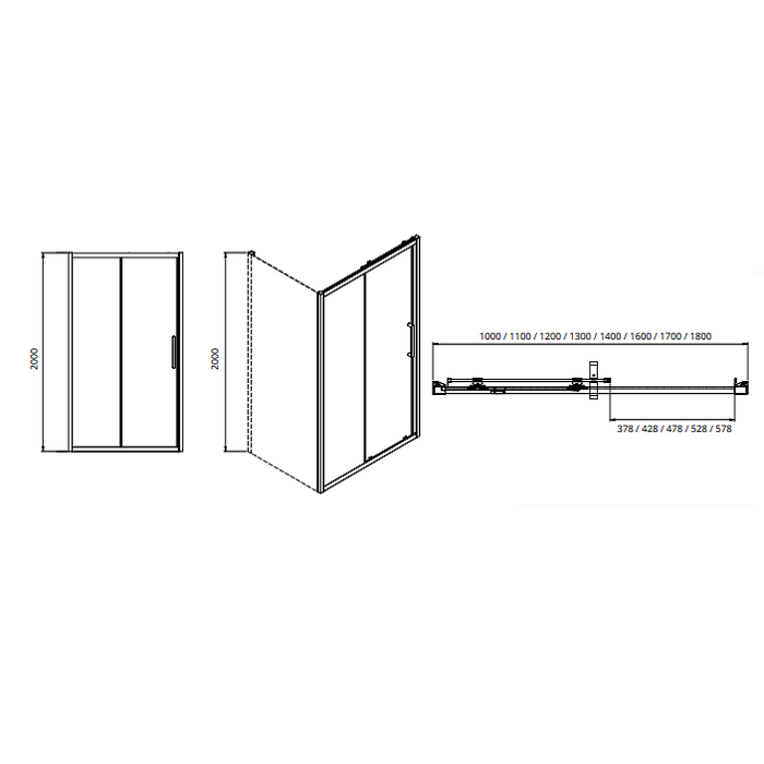 Sonas Aspect 8mm Sliding Recessed Shower Door - Sliding