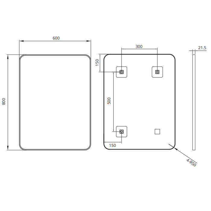 Sonas Astrid Rectangular Metal Frame Non-Illuminated Mirror