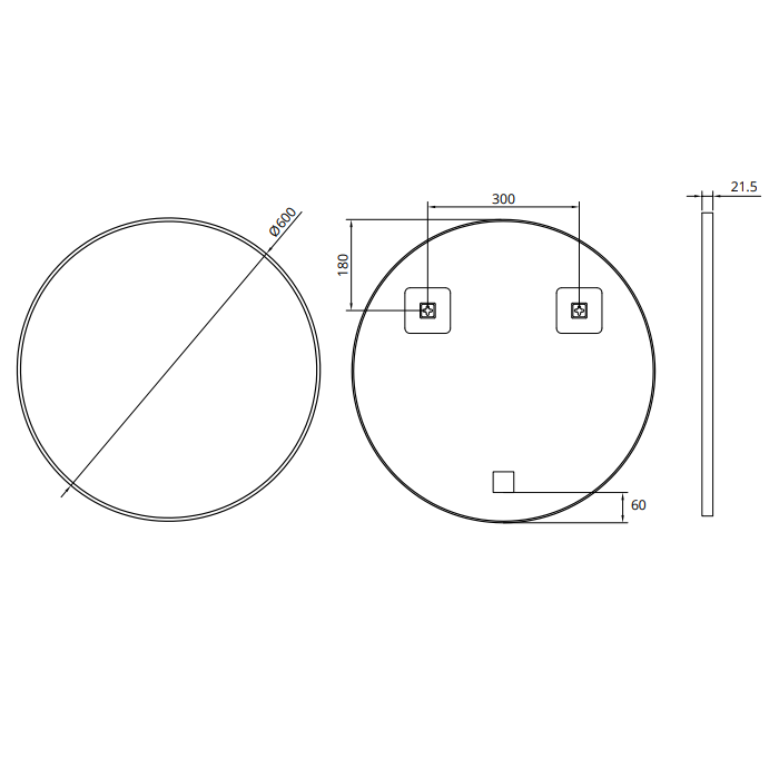 Sonas Astrid Round Metal Frame Non-Illuminated Mirror