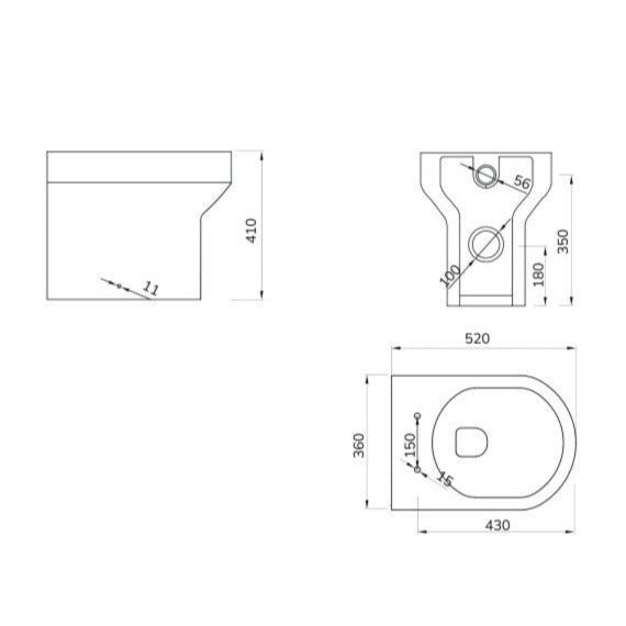 Sonas Base Rimless Back To Wall Toilet And Soft Close Seat