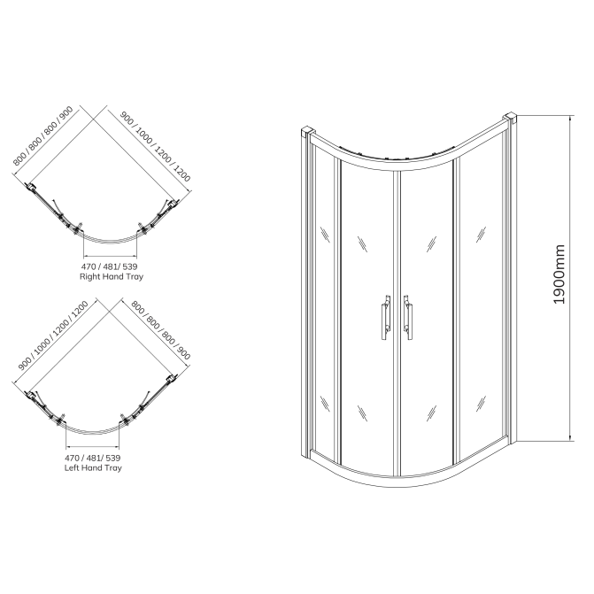 Sonas City Plus 6mm Double Door Offset Quadrant Shower