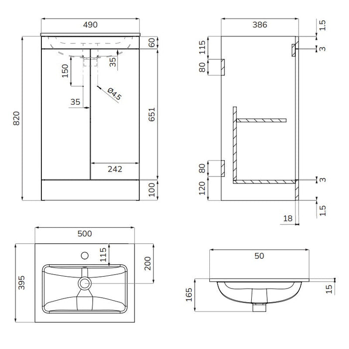 Sonas Corta 2 Door Floorstanding Vanity Unit With Basin