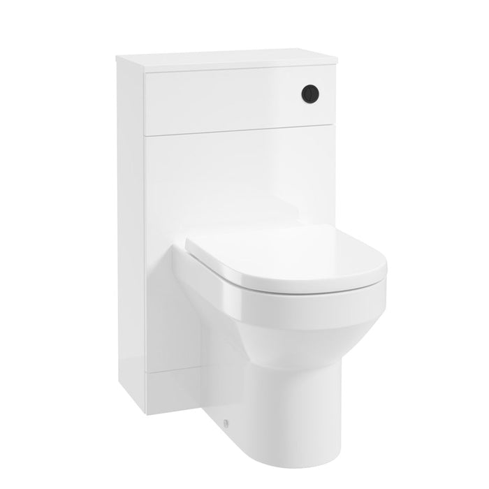 Sonas Corta Back To Wall WC Unit - Gloss White-Black Button