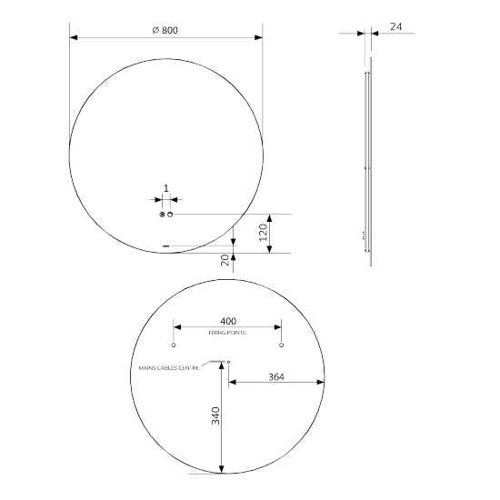 Sonas Echo Round Illuminated LED Mirror With Demister