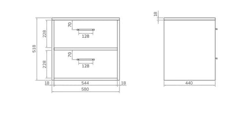 Sonas Finland 2 Drawer Wall Hung Vanity Unit