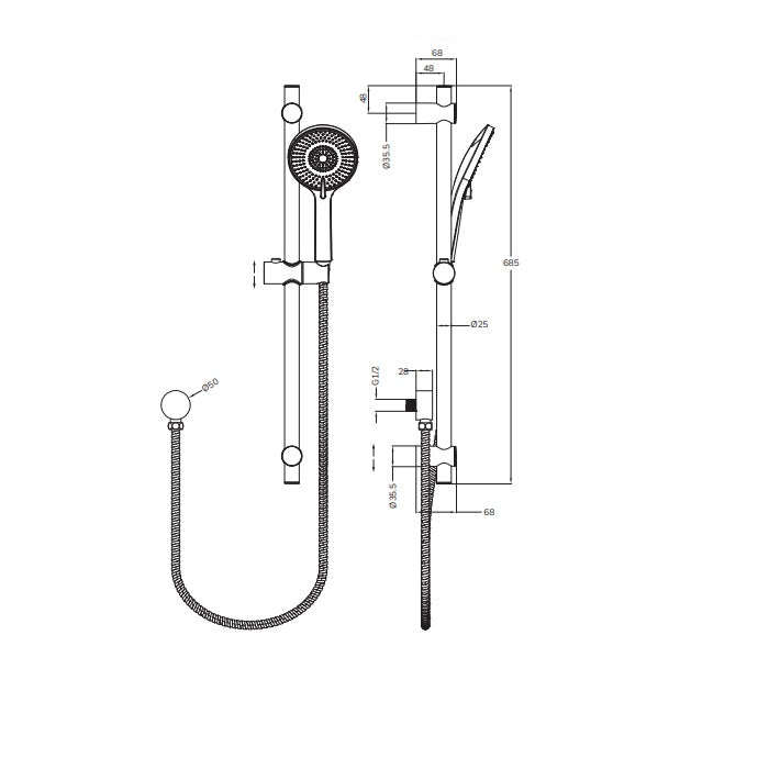 Sonas Form Thermostatic Bath Shower Mixer With Alita Slide