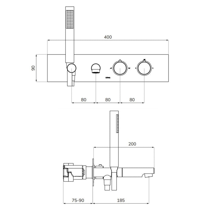 Sonas Hakk Thermostatic Concealed Bath Shower Mixer