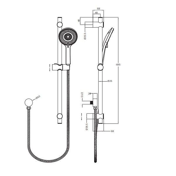 Sonas Hakk Thermostatic Shower Set 1 With Wall Arm - Shower