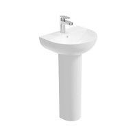 Sonas Horizon Round Basin with Full Pedestal in White - 450mm Wide