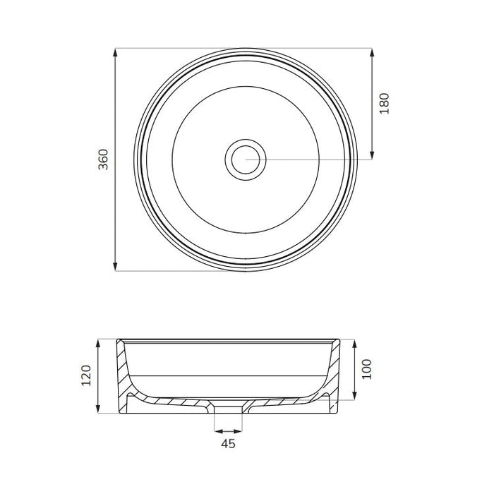 Sonas Living Round Countertop Basin & Waste - Countertop