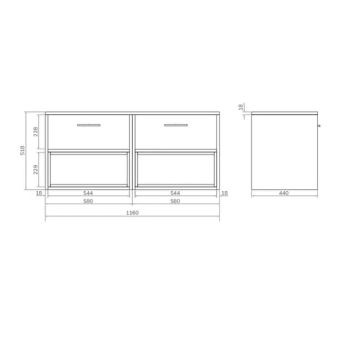 Sonas Malmo 1200mm 2 Drawer Wall Hung Vanity Unit