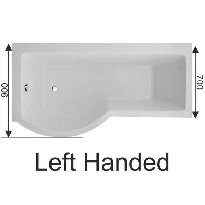 Sonas P Shape Shower Bath With Bath Panel And Bath Screen