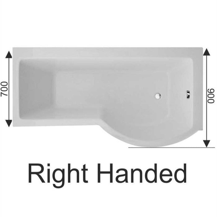 Sonas P Shape Shower Bath With Bath Panel And Bath Screen